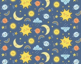Outer Space Flannel Fabric, 100% Cotton, Fabric by the Yard, Choose your Cut
