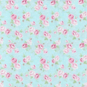 Roses and Dots Fabric, Flower Fabric, 100% Cotton, Fabric by the Yard, Choose your Cut