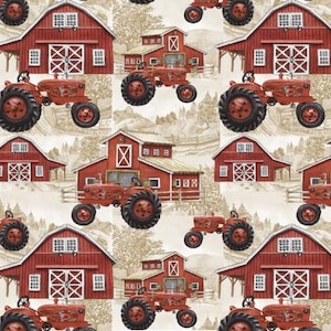 Tractor Fabric, Farm Fabric, 100% Cotton, Fabric by the Yard, Choose your Cut
