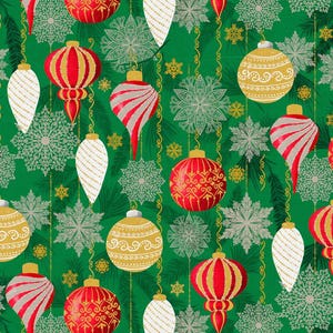 Christmas Ornament Fabric, Christmas Fabric, 100% Cotton, Fabric by the Yard