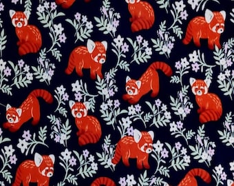 Red Panda Flannel Fabric, 100% Cotton, Fabric by the Yard, Choose your Cut