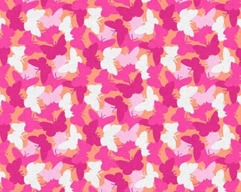 Pink Butterflies Fabric, 100% Cotton, Fabric by the Yard, Choose your Cut, quilting
