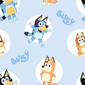 Bluey Fabric, 100% Cotton, Fabric by the Yard, Choose your Cut, quilting