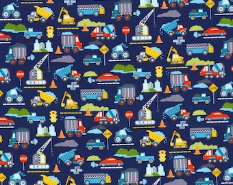 Construction Site Fabric, 100% Cotton, Fabric by the Yard