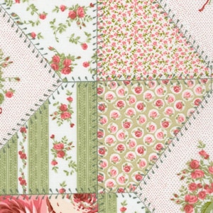 Tessuto patchwork floreale con rose, 100% cotone, tessuto tagliato su misura, scegli il tuo taglio
