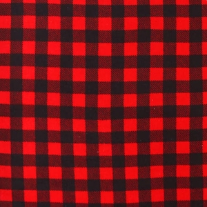 Buffalo Check Flannel Fabric, 100% Cotton, Red and Black Plaid Fabric by the Yard, Choose your Cut