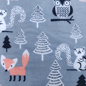 Woodland Animals Flannel Fabric, 100% Cotton, Fabric by the Yard, Choose your Cut