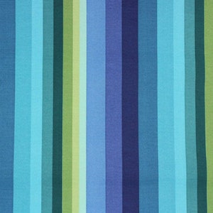 Blue Green Stripes Indoor/Outdoor Fabric, 100% Polyester, Fabric by the Yard, Choose your Cut