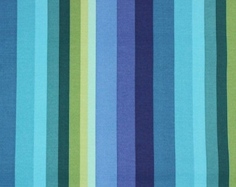 Blue Green Stripes Indoor/Outdoor Fabric, 100% Polyester, Fabric by the Yard, Choose your Cut