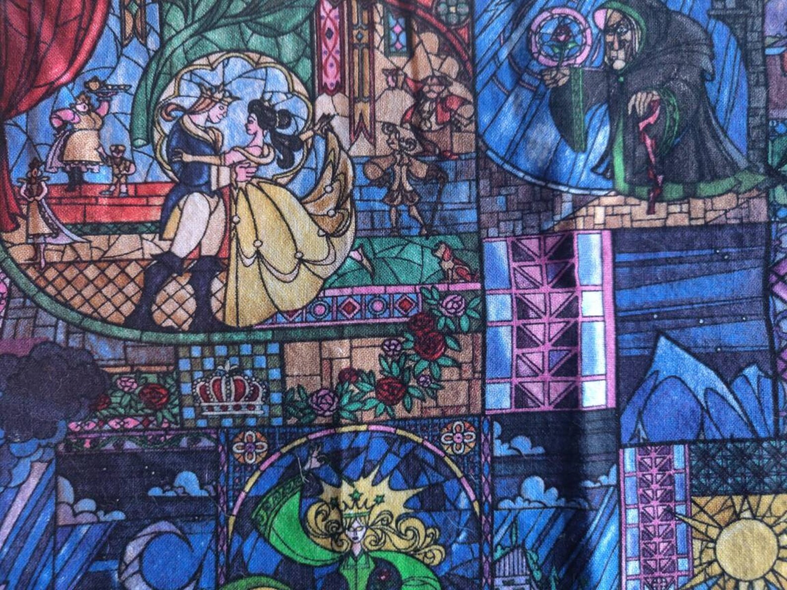 Beauty and the Beast Stained Glass Fabric 100 Cotton Fabric Etsy