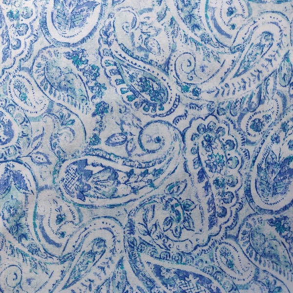 Navy Blue Paisley Fabric - Etsy