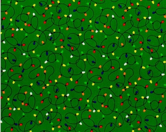 Christmas Lights Fabric, 100% Cotton, Christmas Fabric, Fabric by the Yard