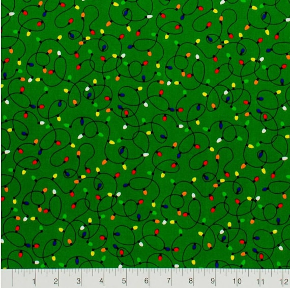 Christmas Lights Fabric, 100% Cotton, Christmas Fabric, Fabric by the Yard