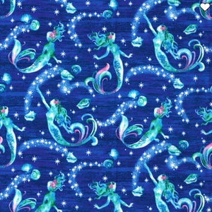 Mermaid Fabric, 100% Cotton, Fabric by the Yard, Choose your Cut,  quilting