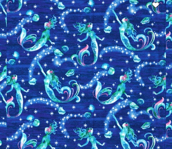 Mermaid Cotton Fabric Yard, Mermaid Patchwork Fabrics