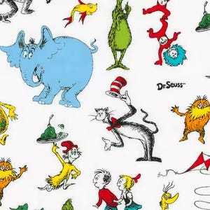 Dr. Seuss Fabric, 100% Cotton, Fabric by the Yard, Choose your Cut, quilting