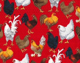 Chicken Fabric, Chicken Wire Fabric, 100% Cotton fabric, Fabric by the Yard