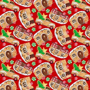 Gingerbread Truck Fabric, Christmas Fabric, 100% Cotton, Fabric by the Yard, Choose your Cut