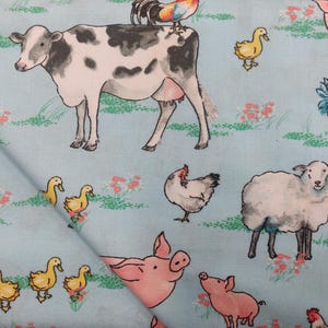 Farm Animal Fabric, 100% Cotton fabric, Fabric by the Yard