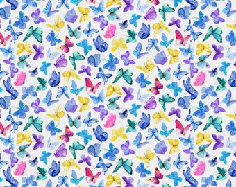 Rainbow Butterflies Fabric, 100% Cotton, Fabric by the Yard, Choose your Cut, quilting