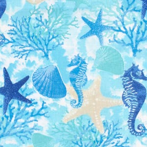 Ocean Fabric, Sea Creature Fabric, 100% Cotton, Fabric by the Yard, Choose your Cut