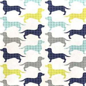 Geometric Pattern Dogs Fabric, 100% Cotton, Fabric by the Yard, Choose your Cut