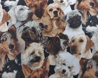 Dogs Fabric, 100% Cotton, Fabric by the Yard, Choose your Cut