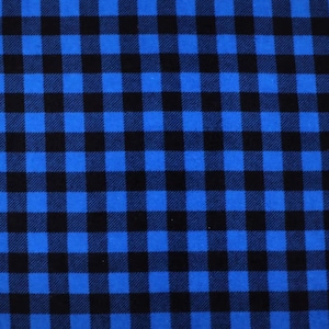 Buffalo Check Flannel Fabric, 100% Cotton, Blue and Black Plaid Fabric by the Yard, Choose your Cut