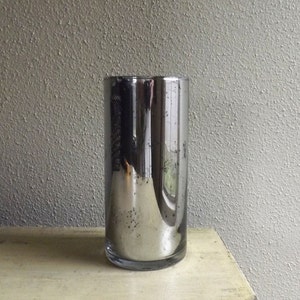 Tall Cylinder Mercury Glass Vase - Candle Holder