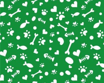 Cat and Dog fabric, Fish Bone fabric, Dog Bone Fabric, 100% Cotton, Fabric by the Yard, Choose your Cut