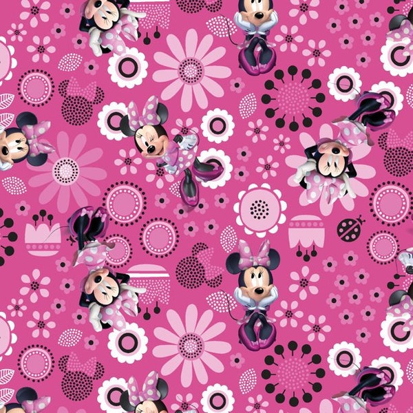 Tissu Minnie Mouse, 100 % coton, tissu par mètre, choisissez votre coupe