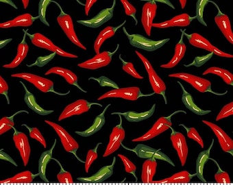 Chili Peppers Fabric, 100% Cotton fabric, Fabric by the Yard, Choose Your Cut