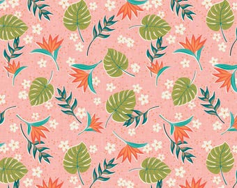 Tropical Monstera Leaf Fabric, 100% Cotton, Fabric by the Yard, Choose your Cut