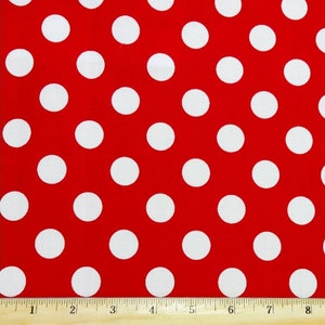 Roter und weißer Polka Dot Stoff, 100% Baumwolle, Stoff-Bulk-Lager, wählen Sie Ihren Schnitt, Retro-Stoff, Quilten