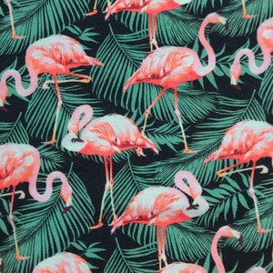 Flamingo Fabric, flamingo and Palm Leaf Fabric, 100% Cotton, Fabric by the Yard, Prewashed Fabric, Choose your Cut,  quilting