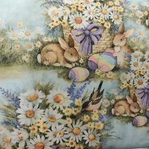Easter Bunny Fabric, 100% Cotton, Fabric by the Yard