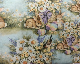 Easter Bunny Fabric, 100% Cotton, Fabric by the Yard