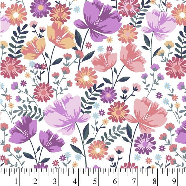 Garden Bloom Fabric, 100% Cotton, Fabric by the Yard, Choose your Cut,  quilting