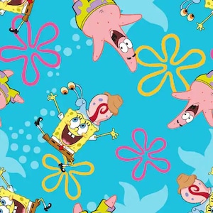 Spongebob Fabric, 100% Cotton, Fabric by the Yard, Choose your Cut, quilting