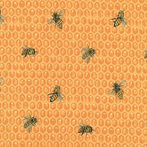 Bees  Honey Comb Fabric, FINAL CUTS, 100% Cotton, Fabric by the Yard, Choose your Cut