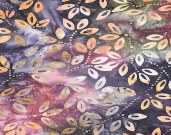 Indonesian Batik Leaves Fabric, 100% Cotton, Fabric by the Yard, Choose your Cut, quilting