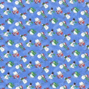 Snowman Fabric, Christmas Fabric, 100% Cotton, Fabric by the Yard, Choose your Cut
