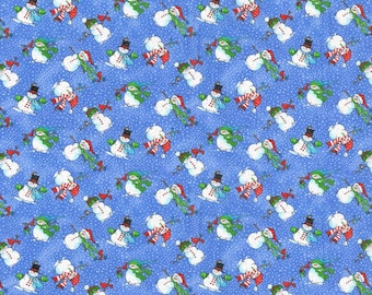 Snowman Fabric, Christmas Fabric, 100% Cotton, Fabric by the Yard, Choose your Cut