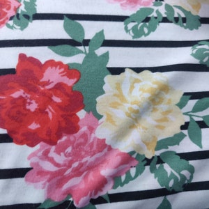 Floral Stripe Spandex Fabric, Spandex Knit Fabric, Fabric by the Yard, Poly Spandex Fabric