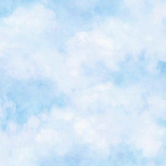 Watercolor Clouds Fabric, 100% Cotton fabric, Fabric by the Yard, Choose Your Cut
