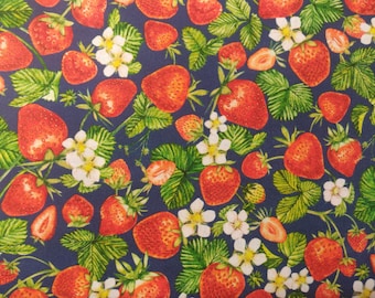 Strawberry Fabric, 100% Cotton fabric, Fruit Fabric, Strawberries Fabric, Berry Fabric, Fabric by the Yard