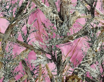 Tissu camouflage rose, 100 % coton, tissu par mètre, coupe au choix