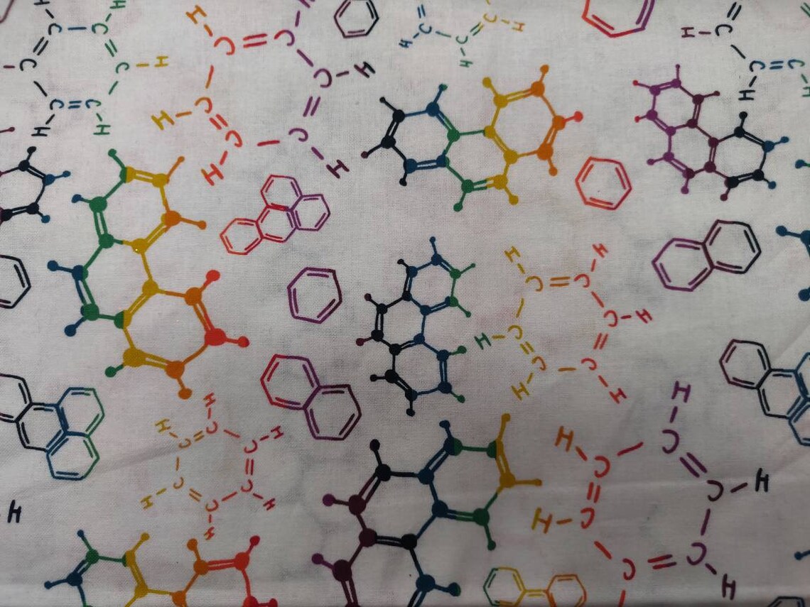 Chemistry Molecule Fabric 100 Cotton Fabric Fabric by the Etsy