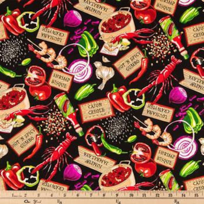 Cajun Seafood Fabric 100 Cotton Crawfish Fabric Fabric by Etsy