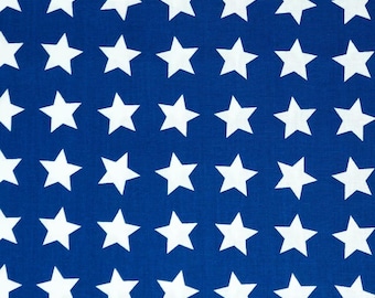 Estrellas sobre Tela Azul, 100% Algodón, Tela cortada a medida, Elige tu Corte